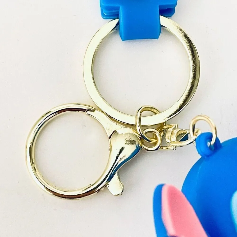 NWT Disney We love Stitch Voodoo Doll Blue Wristlet Key holder Keyring Keychain